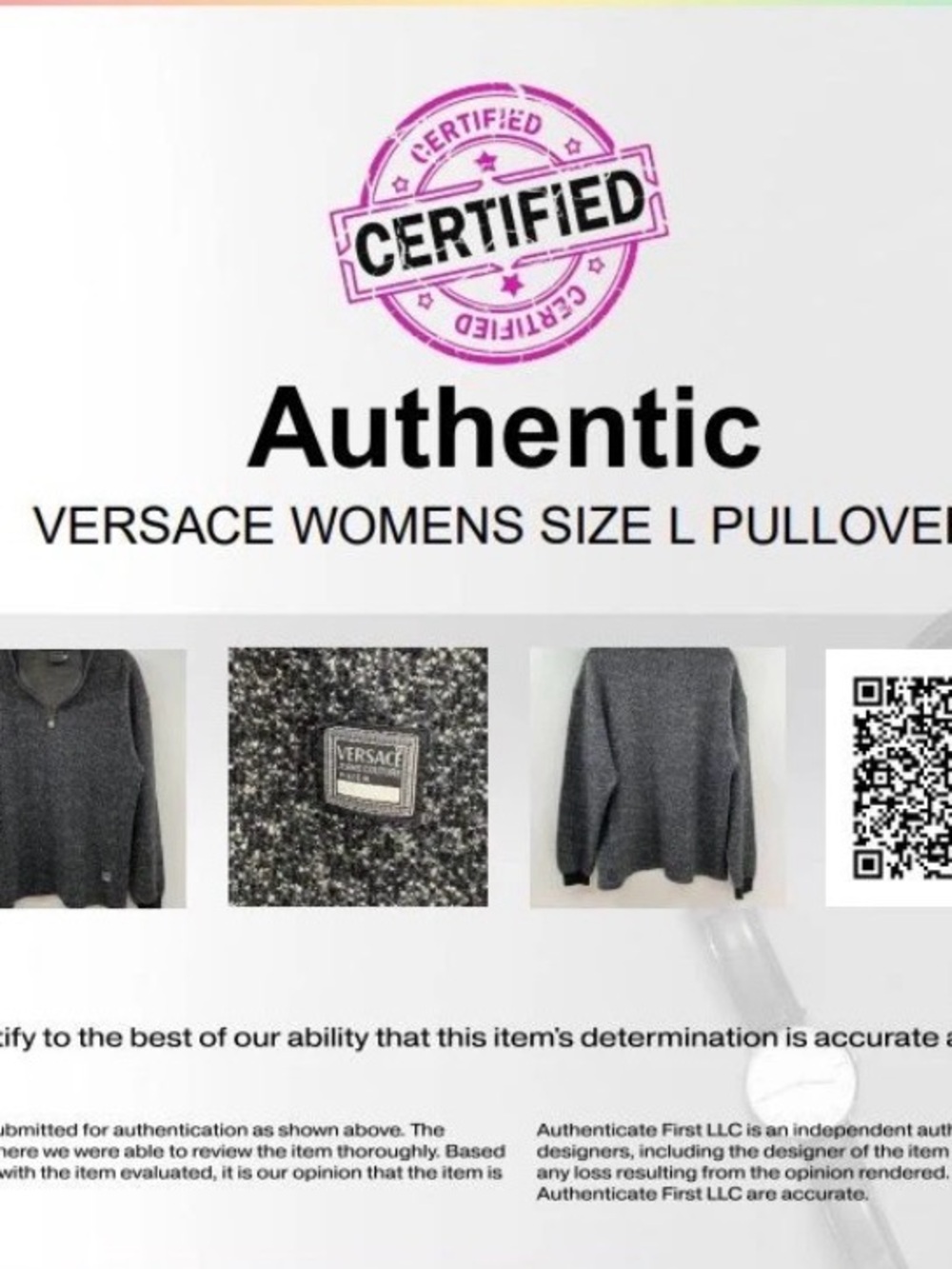 Versace women's grey speckled knit 1/4 zip pullover sweater authentic with COA - Picture 6 of 6